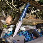 Kingfisher - Denim Linen Micarta - Black Canvas Liners - Brass Pins
