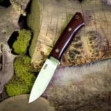 Loveless style small hunter - maroon Linen Micarta - black canvas micarta liners - mosaic pins