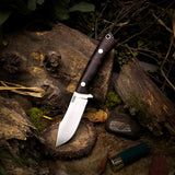 Mini Trapper - Stacked Leather - Black Canvas Micarta liners - Mosaic Pins