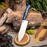 Gyuto - Voodoo Resin - Blue Glow and Black canvas liners - mosaic pins