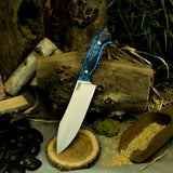 Gyuto - Voodoo Resin - Blue Glow and Black canvas liners - mosaic pins