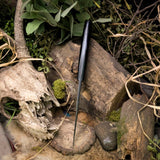 Custom forged fighter - black Richlite - Black canvas Micarta liners - black canvas pins