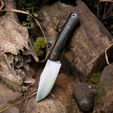 Cardinal - druid burlap - natural canvas micarta liners - natural canvas micarta pins