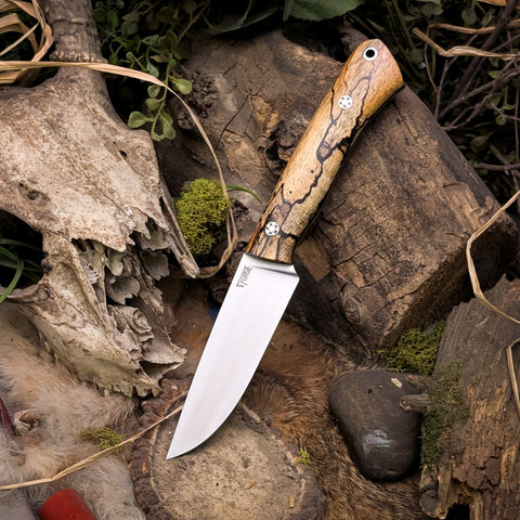 Custom forged hunter - Spalted tamarind - black canvas liners - mosaic pins