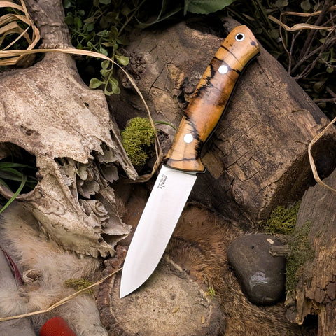 Woodcraft - Spalted Hackberry - Black canvas Micarta liners - aluminum pins