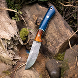 Custom Artemis EDC - Blue linen micarta - Vintage canvas bolsters - natural canvas and Tiffany blue liners - mosaic pins