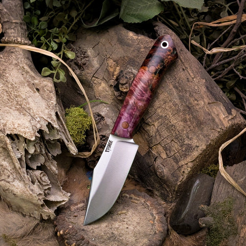 Cardinal - Purple Polar Burl - Natural canvas Micarta liners - natural canvas micarta pins