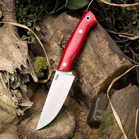 Horizon - Red Linen Micarta - Black Canvas Micarta Liners - Mosaic pins