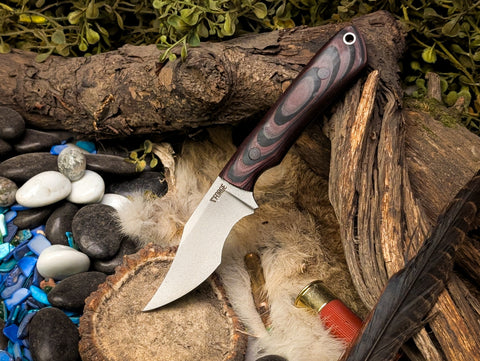 Custom EDC - Red and Black Sure touch - black canvas micarta liners - red fiber optic pins