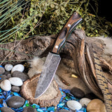 Custom forged hunter - Black and Natural Canvas Micarta - Green Liners - Aluminum pins