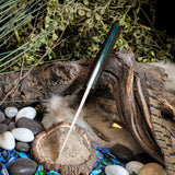 Custom forged hunter - Black and Natural Canvas Micarta - Green Liners - Aluminum pins