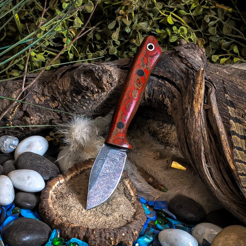 Prototype Arctic Mini - Red and Black Rag Micarta - Black canvas liners - black pins