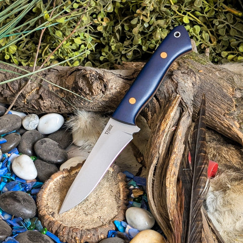 Wraith - Blue Richlite - Natural Canvas Micarta Liners - Butterscotch pins