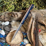 Wraith - Blue Richlite - Natural Canvas Micarta Liners - Butterscotch pins