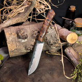 Custom Forged Trapper - Spalted Sycamore - Black canvas Micarta - Black Pins