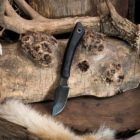 Siren - Black Canvas Micarta - Purple Liners - Purple Pin