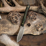 Prototype Backstrap - Black and Green Linen Micarta - Red Liners - Brass Pins