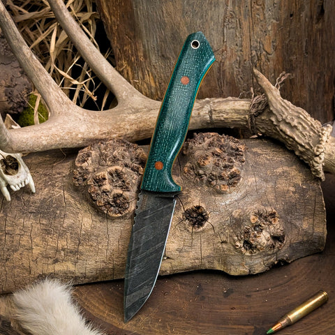 Prototype Centurion - Evergreen Burlap - Vintage Canvas Micarta and Green Liners - Natural Pins