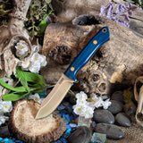 Mini Trapper - Blue Linen Micarta - Natural Canvas Micarta Liners - Butterscotch Pins