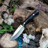Venator EDC - Black Canvas Micarta - Black and Natural Canvas Liners - Brass Mosaics