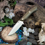 Renegade - vintage olive green linen micarta - black pinstripes - mosaic pins