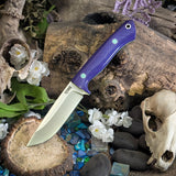 Artemis Huntress - Violet Linen Micarta - Tiffany Blue Liners - Tiffany Blue Pins