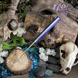 Artemis Huntress - Violet Linen Micarta - Tiffany Blue Liners - Tiffany Blue Pins
