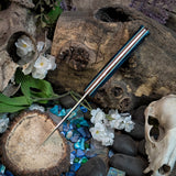 Artemis EDC - Blue Curly Maple - Tiffany Blue and Natural Canvas Liners - Butterscotch Pins