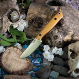 Custom EDC - vintage natural canvas micarta - black pinstripes - vintage natural micarta liners - black canvas pins