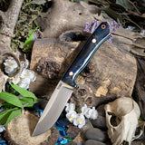Artemis Hunter - Blue Rag Micarta - Tiffany Blue and Black Canvas Liners - Mosaic Pins