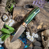 Prototype Regent- Green and Black Layered Paper Micarta - Black Liners - Mosaic Pins