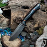 Artemis Trapper - Black Paper Micarta - Thick Orange Liners - Orange Pins