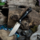Artemis EDC - Crosscut Black Canvas Micarta - Aluminum Pins