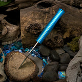 Arctic EDC - Ghost Jade G10 - Blue Glow Liners - Blue Fiber Optic Pins