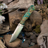Avalon Hunter - Teal Elder Burl - Tiffany Blue and Natural Canvas Liners - Natural Pins