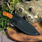 Artemis Hunter - Orange Linen Micarta - Black Canvas Micarta Liners - Black Pins - Stonewashed blade