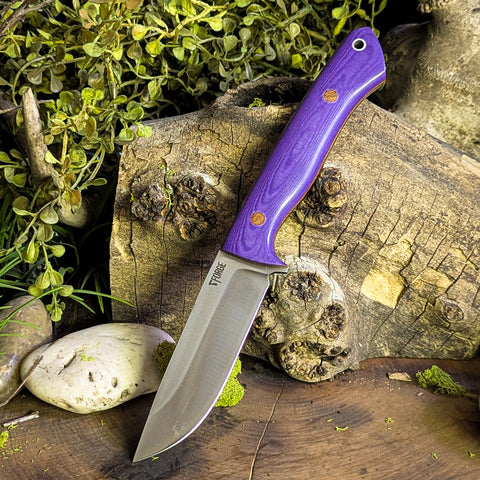 Artemis Hunter - Violet Linen Micarta - Natural Canvas Micarta Liners and Pins