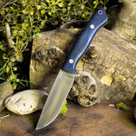 Artemis Hunter - Blue Denim Micarta - Natural Canvas Micarta Liners and Pins