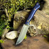 Artemis Hunter - Blue Richlite - Natural Canvas Micarta Liners and Pins