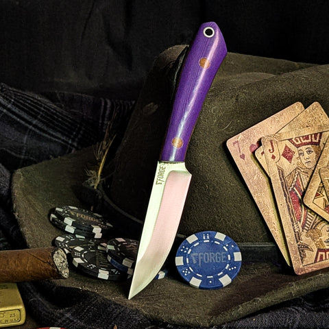 Gambler - Violet Linen Micarta - Natural Canvas Micarta Liners - Natural Canvas Pins