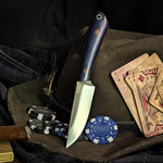 Gambler - Blue Richlite - Natural Canvas Micarta Liners - Natural Canvas Pins