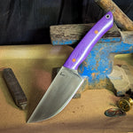 Legacy Beartooth Violet Linen Micarta - Natural Canvas Micarta liners - Natural Canvas Micarta Pins