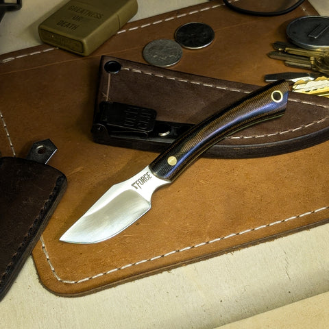 Siren-Black and Natural Canvas Micarta - Toxic Green Liners - Brass Pin