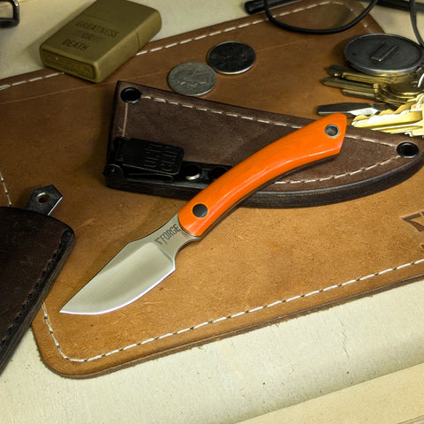 Siren - Orange Linen Micarta - Black Liners - Black Pin