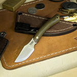 Siren - Green Canvas Micarta - Red Liners - Brass Pins