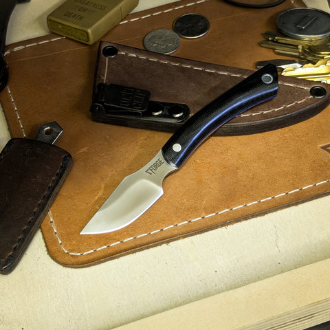 Siren - Black Canvas Micarta - Blue Liners - Aluminum Pin