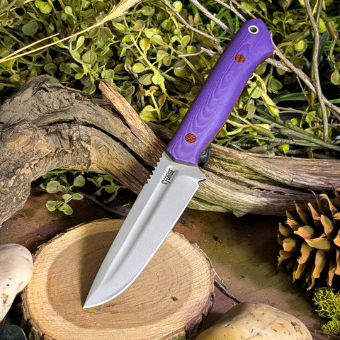 ATK Ranger - Violet Linen Micarta - Natural Canvas Micarta Liners and Pins