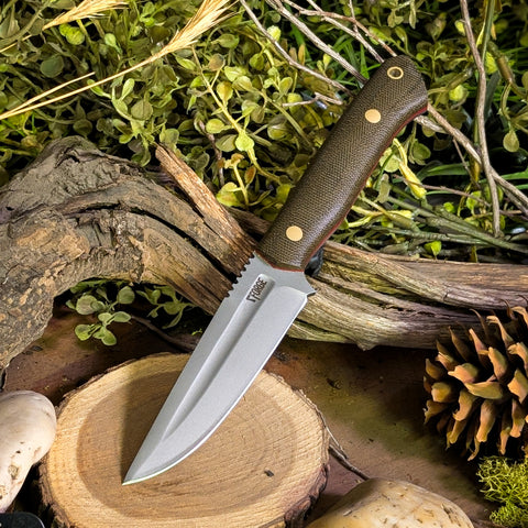 ATK Ranger - Green Canvas Micarta - Red Liners - Brass Pins