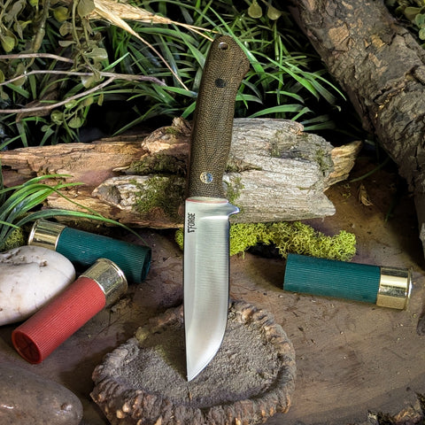ARTEMIS EDC - Green Canvas Micarta - Red Liners - Mosaic Pins