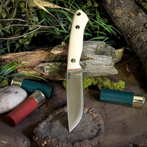 ARTEMIS EDC - Ivory Linen Micarta - Red Liners - Mosaic Pins